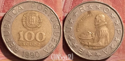 Португалия 100 эскудо 1990 года, KM# 645, 269l-089