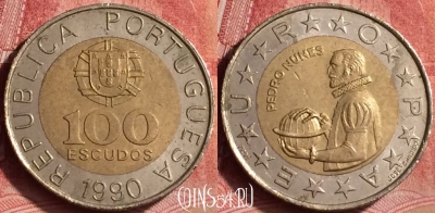 Португалия 100 эскудо 1990 года, KM# 645, 367l-009
