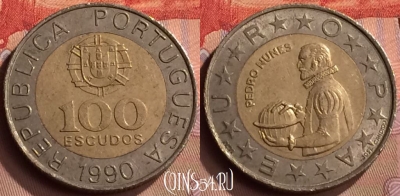 Португалия 100 эскудо 1990 года, KM# 645, 419-011