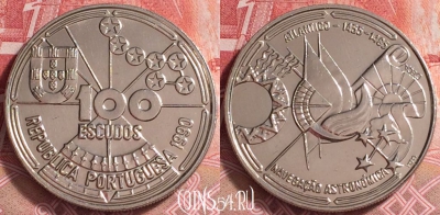 Португалия 100 эскудо 1990 года, KM# 649, UNC, 260j-011