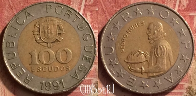 Португалия 100 эскудо 1991 года, KM# 645, 057n-013