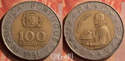 Португалия 100 эскудо 1991 года, KM# 645, 142n-012
