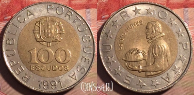 Португалия 100 эскудо 1991 года, KM# 645, 210a-055