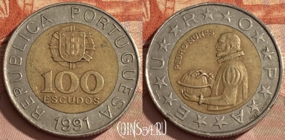 Португалия 100 эскудо 1991 года, KM# 645, 462r-026