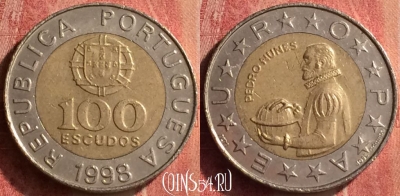 Португалия 100 эскудо 1998 года, KM# 645, 376n-004