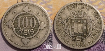 Португалия 100 рейсов 1900 года, KM# 546, 235-076