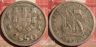 Португалия 2,5 эскудо 1964 года, KM# 590, 222-005