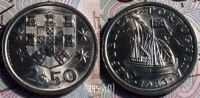 Португалия 2,5 эскудо 1983 года, KM# 590, 051-073