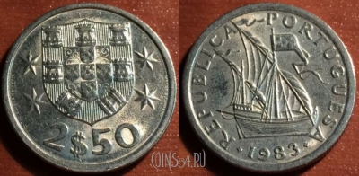Португалия 2,5 эскудо 1983 года, KM# 590, 051-033