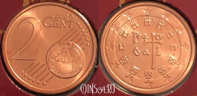 Португалия 2 евроцента 2003 года, KM# 741, BU, 401l-010