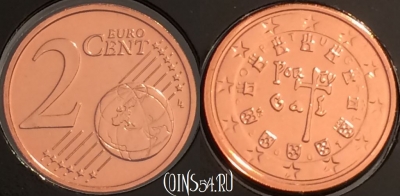 Португалия 2 евроцента 2007 года, KM# 741, BU, 401l-002