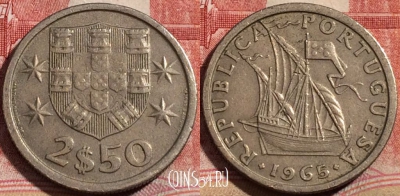 Португалия 2.5 эскудо 1965 года, KM# 590, 215-032