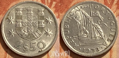 Португалия 2.5 эскудо 1978 года, KM# 590, 461q-436