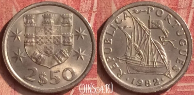 Португалия 2.5 эскудо 1982 года, KM# 590, 358n-072