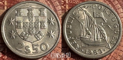 Португалия 2.5 эскудо 1983 года, KM# 590, 364s-142