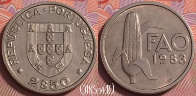 Португалия 2.5 эскудо 1983 года, KM# 617, UNC, 374j-099