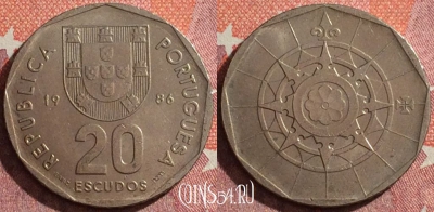 Португалия 20 эскудо 1986 года, KM# 634, 043h-003