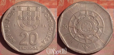 Португалия 20 эскудо 1986 года, KM# 634, 052i-065