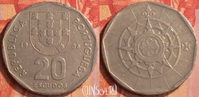Португалия 20 эскудо 1986 года, KM# 634, 074n-012