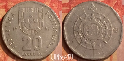 Португалия 20 эскудо 1987 года, KM# 634, 088n-086