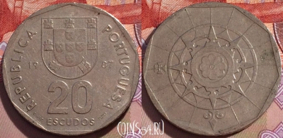 Португалия 20 эскудо 1987 года, KM# 634, 094c-113