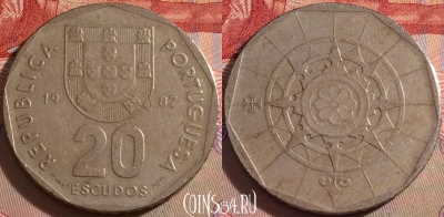 Португалия 20 эскудо 1987 года, KM# 634, 104b-133