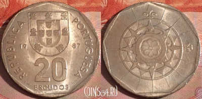 Португалия 20 эскудо 1987 года, KM# 634, 115b-088