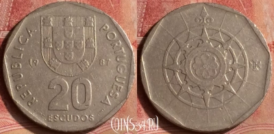 Португалия 20 эскудо 1987 года, KM# 634, 123m-141