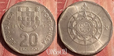 Португалия 20 эскудо 1987 года, KM# 634, 383n-064