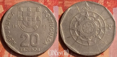 Португалия 20 эскудо 1987 года, KM# 634, 419-139