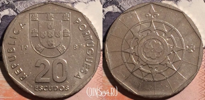 Португалия 20 эскудо 1987 года, KM# 634, a104-026