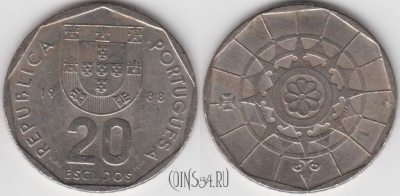 Португалия 20 эскудо 1988 года, KM 634, 121-129