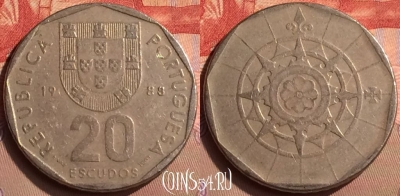 Португалия 20 эскудо 1988 года, KM# 634, 423-116