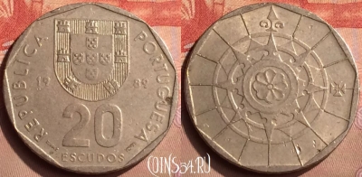 Португалия 20 эскудо 1989 года, KM# 634, 041n-128