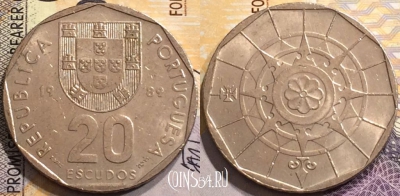Португалия 20 эскудо 1989 года, KM# 634, 151-015