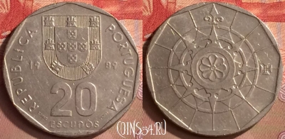 Португалия 20 эскудо 1989 года, KM# 634, 421-099