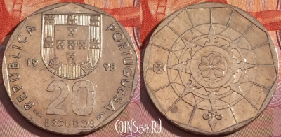 Португалия 20 эскудо 1998 года, KM# 634, 117b-106