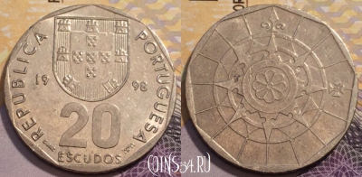 Португалия 20 эскудо 1998 года, KM# 634, 234-075