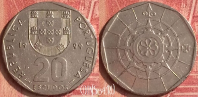Португалия 20 эскудо 1999 года, KM# 634, 346n-031