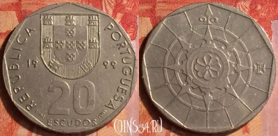 Португалия 20 эскудо 1999 года, KM# 634, 419-132