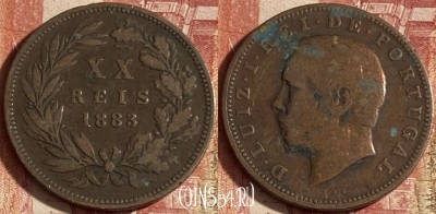 Португалия 20 рейсов 1883 года, KM# 527, 232p-042 ♛