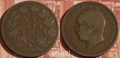 Португалия 20 рейсов 1883 года, KM# 527, 244p-003 ♛