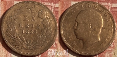 Португалия 20 рейсов 1883 года, KM# 527, 244p-068 ♛