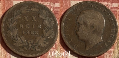 Португалия 20 рейсов 1883 года, KM# 527, 244p-135 ♛