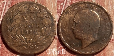 Португалия 20 рейс 1884 года, KM# 527, 376q-102 ♛