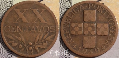 Португалия 20 сентаво 1949 года, KM# 584, 051-023