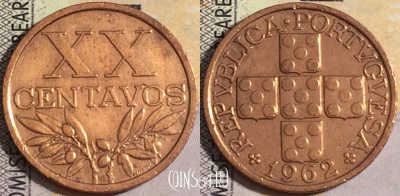 Португалия 20 сентаво 1962 года, KM# 584, 051-055