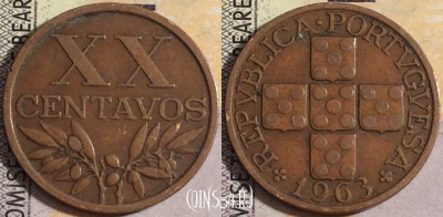 Португалия 20 сентаво 1963 года, KM# 584, 051-059
