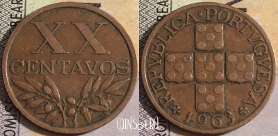 Португалия 20 сентаво 1963 года, KM# 584, 051-060