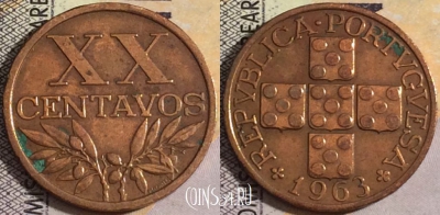 Португалия 20 сентаво 1963 года, KM# 584, 051-062